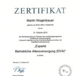 Zertifikat: Experte für betriebliche Altersvorsorge | Finanzkonzepte Wagenbauer